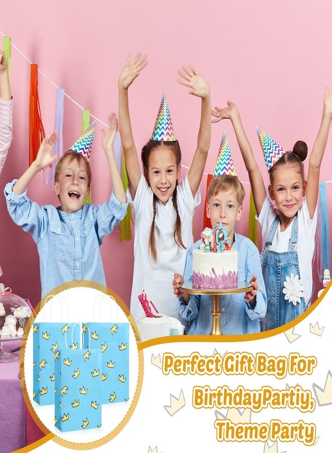 Supervitae 24 Pcs Dog Party Favor Bags with Handles, Blue Comic Goodie Gift Bags with Yellow Crown Pattern for Comic Hero Theme Birthday Party Supplies - Image 5